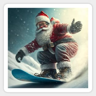 Santa on a snowboard Sticker